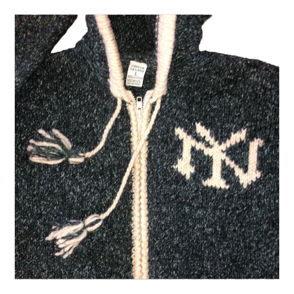 Casa De La Lana Handknit Sweater Jacket NY on it size large - Picture 4 of 12